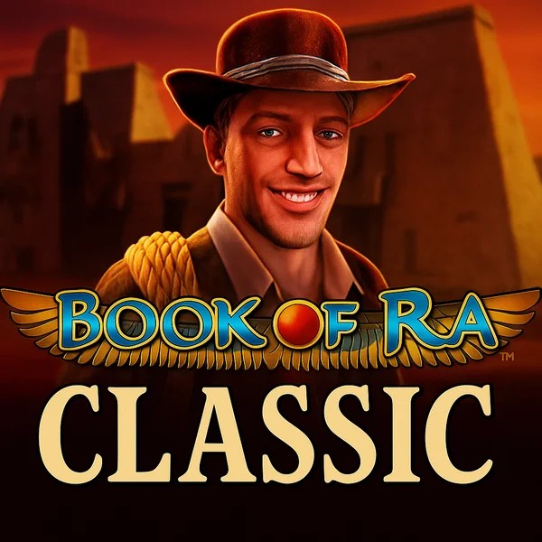 Book of Ra Classic slot logo by Novomatic at Goldzino Casino